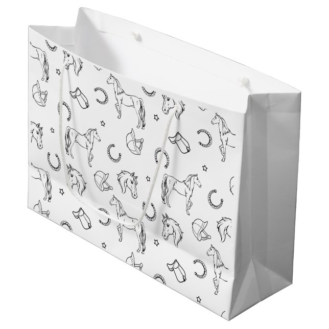 Equestrian Pattern Large Gift Bag (Front Angled)