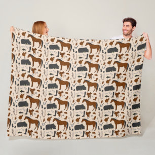 Equestrian Pattern of Horse Riding Equipment Fleece Blanket