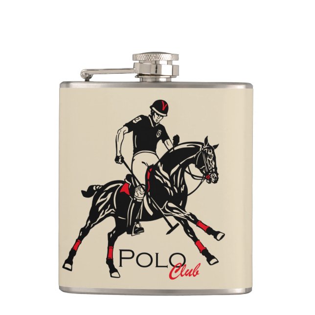 equestrian polo sport club hip flask (Front)