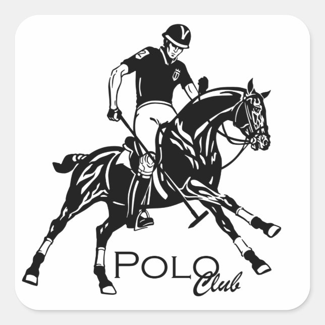 equestrian polo sport club square sticker (Front)