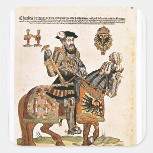 Equestrian portrait of Charles V in armour Square Sticker