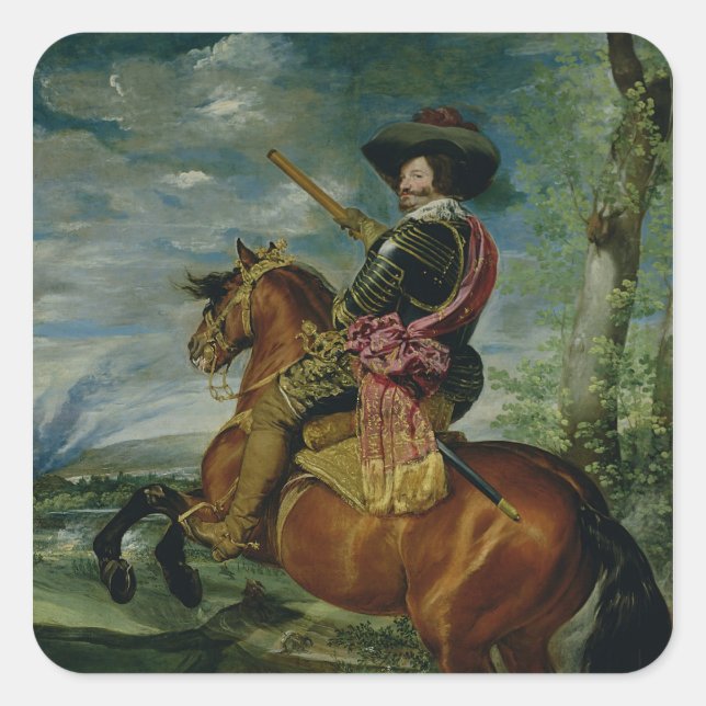 Equestrian Portrait of Don Gaspar de Guzman Square Sticker (Front)