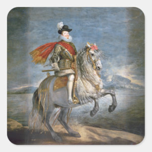 Equestrian Portrait of Philip III c.1628-35 Square Sticker