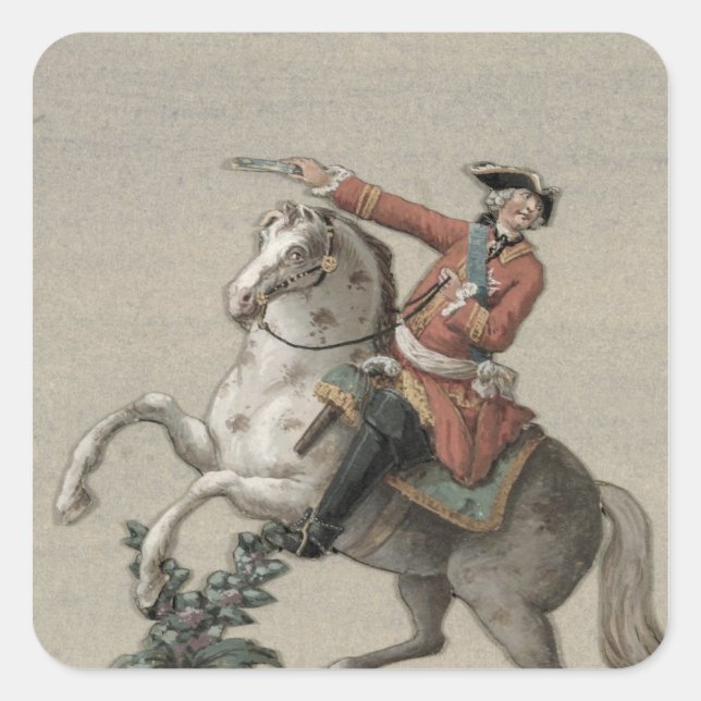 Equestrian portrait of Prince Charles Square Sticker (Front)