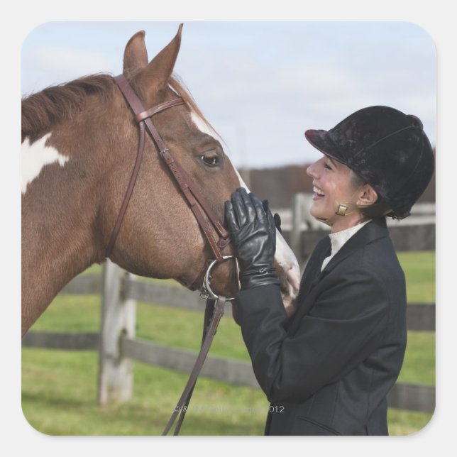 Equestrian rider square sticker (Front)