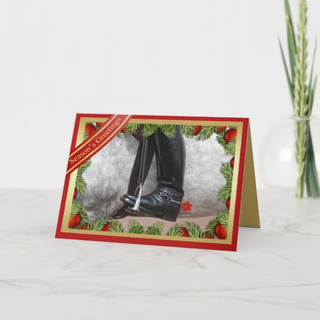 Equestrian Riding Boots Horse Season's Greet Card (Front)