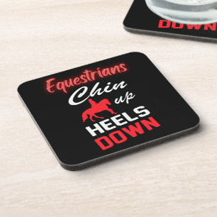 Equestrian Riding Quote in Red and White Font Coaster