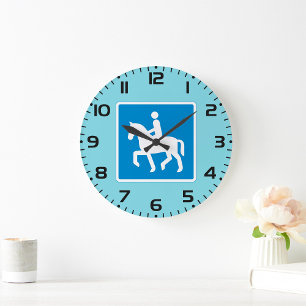 Equestrian Route Symbol Horse Riding Sign Large Clock