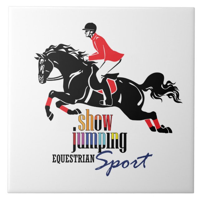 equestrian show jumping ceramic tile (Front)