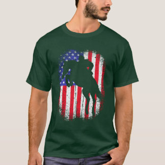 Equestrian Show Jumping Horse American Flag friend T-Shirt