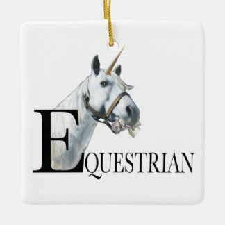 Equestrian side eye unicorn ceramic ornament