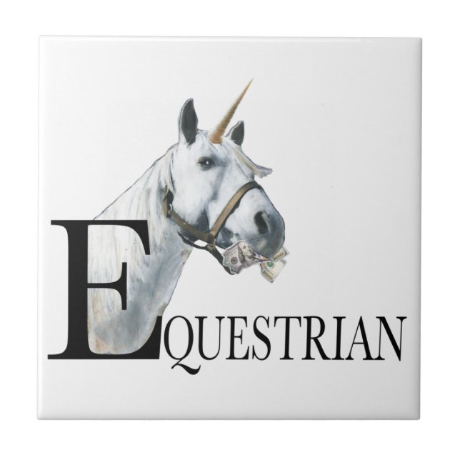 Equestrian side eye unicorn  T-Shirt Ceramic Tile (Front)