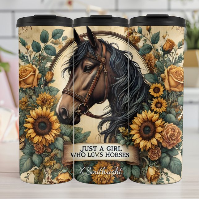 Equestrian Sunflower Rustic Floral Beauty Thermal Tumbler (Creator Uploaded)