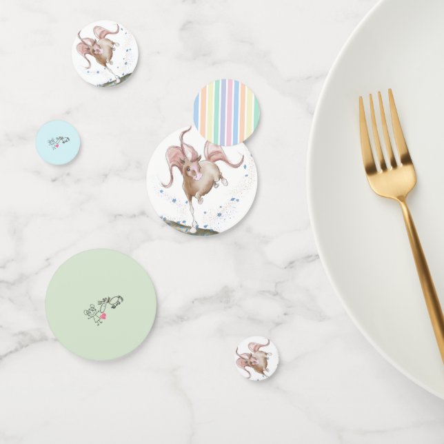 Equestrian table decoration, children's birthday,  confetti (Group)