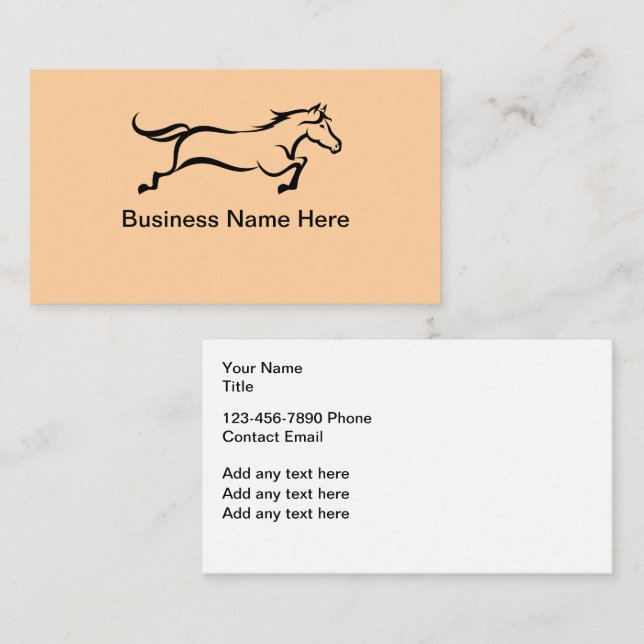 Equestrian Theme Horse Business or Services Card (Front/Back)