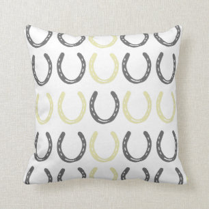 Equestrian Themed Horse Shoes Pattern Cushion