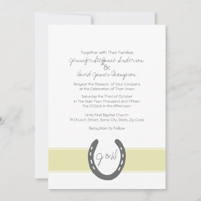 Equestrian Themed Horse Shoes Pattern Invitation (Front)