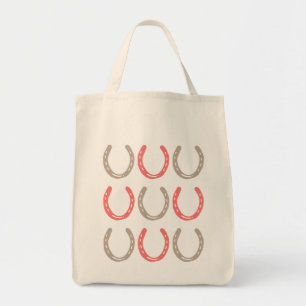 Equestrian Themed Horse Shoes Pattern Tote Bag