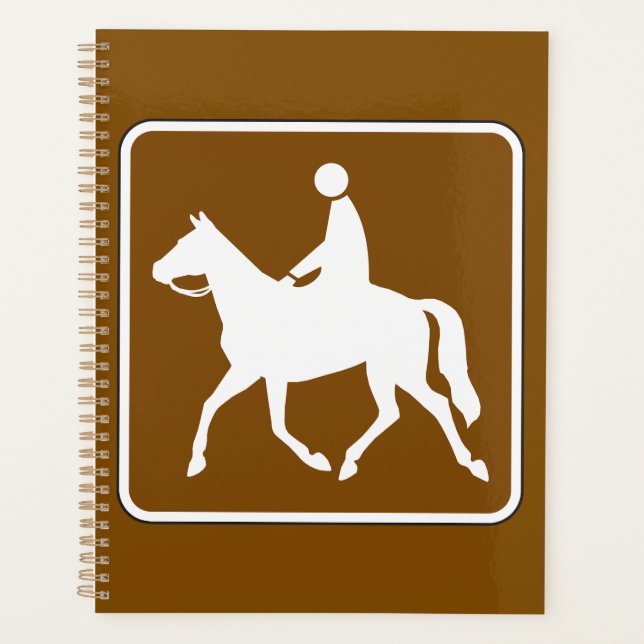 Equestrian Trail Riding Horse Silhouette Icon Planner (Front)