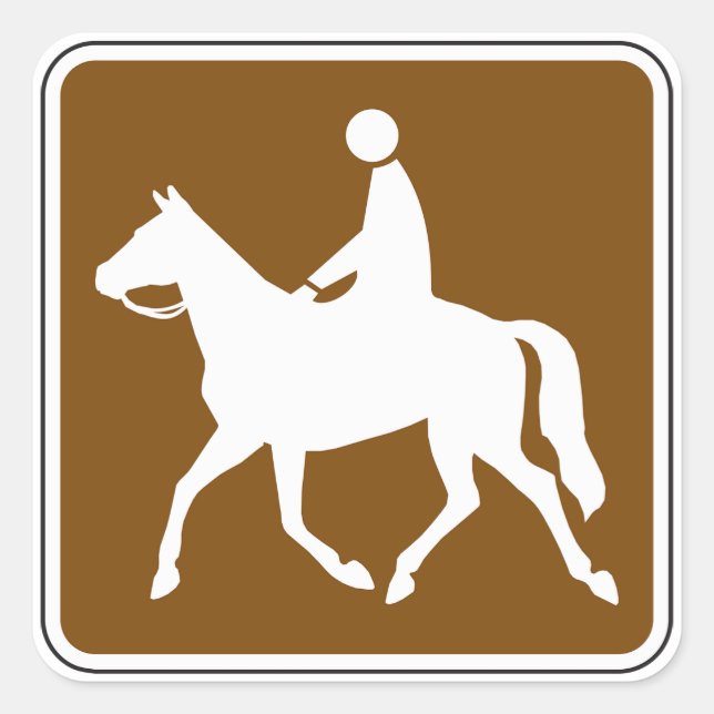 Equestrian Trail Riding Horse Silhouette Icon Square Sticker (Front)