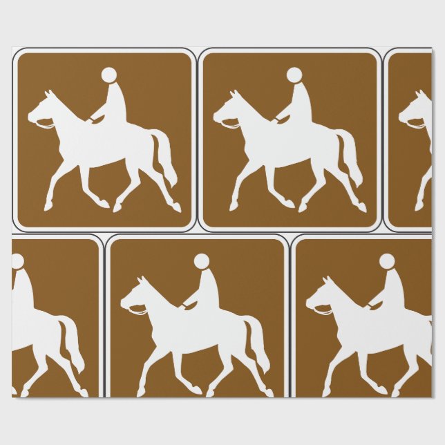 Equestrian Trail Riding Horse Silhouette Icon Wrapping Paper (Flat)