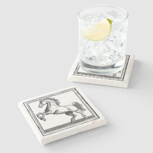 Equestrian Vintage Horse Elegant Classy Stone Coaster
