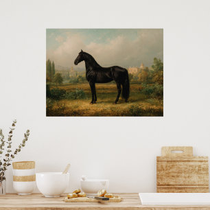 Equestrian Vintage Style Horse Landscape Poster