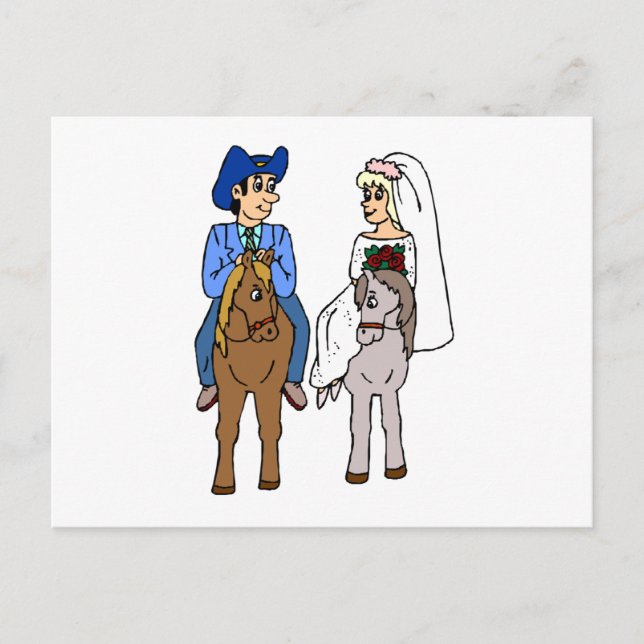 Equestrian Wedding Bride Groom Horse Theme Equine Postcard (Front)
