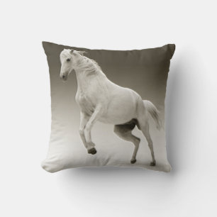 Equestrian White Mare Horse Cushion