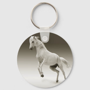 Equestrian White Mare Horse Key Ring