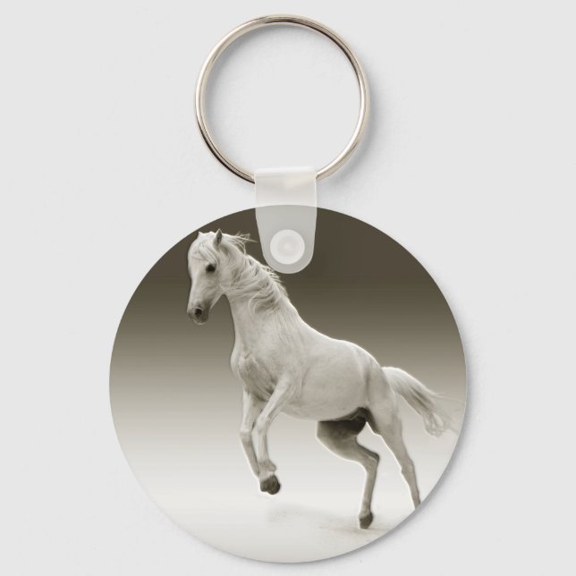 Equestrian White Mare Horse Key Ring (Front)