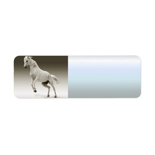 Equestrian White Mare Horse Return Address Label (Front)