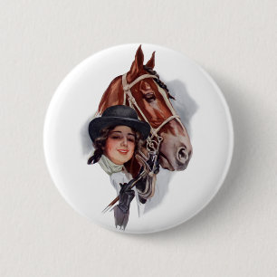 Equestrian Woman 6 Cm Round Badge