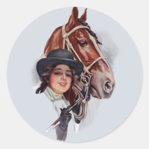 Equestrian Woman Classic Round Sticker