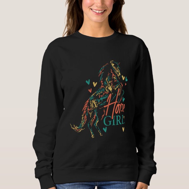 Equestrian Women Girls Horse Girl Horseback Ride H Sweatshirt (Front)
