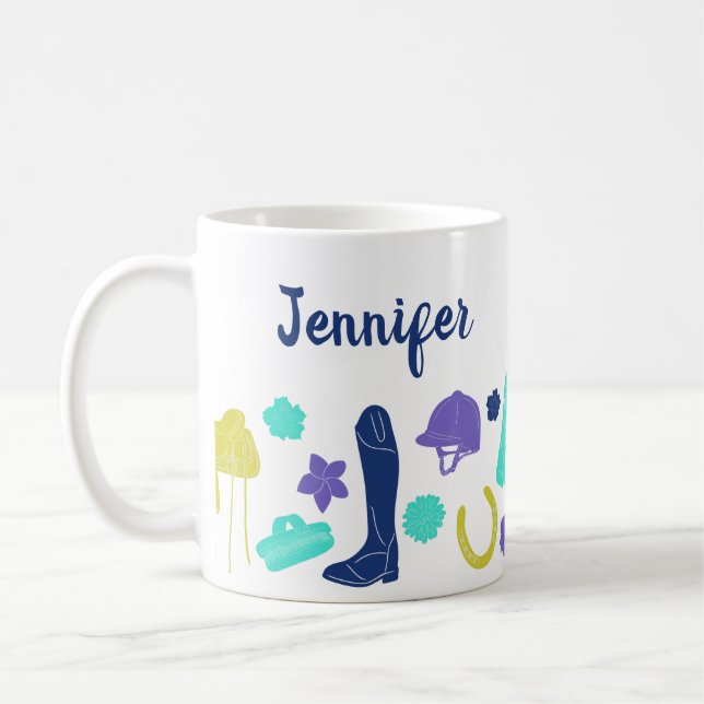 Equestrians, Horseback Riding Themed Personalised  Coffee Mug (Left)