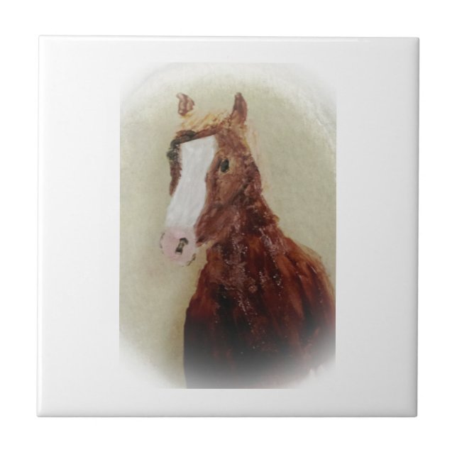 Equine Art Brown Horse Ceramic Tile (Front)