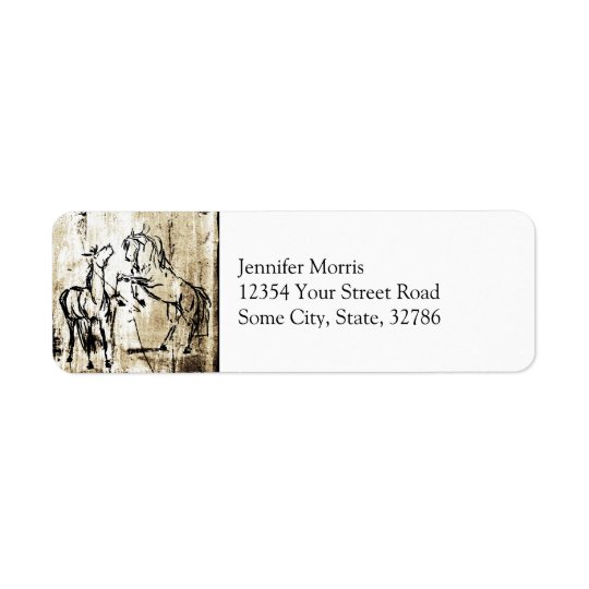 Equine Art Rearing Horses Return Address Label
