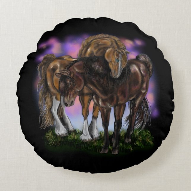 Equine Devotion ~round pillow (Front)
