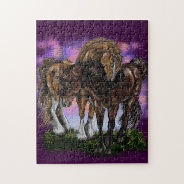 Equine Devotion~ sunset horses puzzle (Vertical)