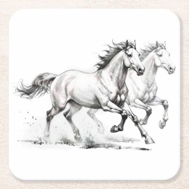 Equine Elegance Square Paper Coaster (Front)