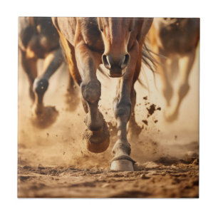 Equine Exodus Running Horses Photorealistic Artwor Ceramic Tile