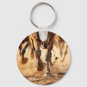 Equine Exodus Running Horses Photorealistic Artwor Key Ring