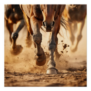 Equine Exodus Running Horses Photorealistic Artwor Poster