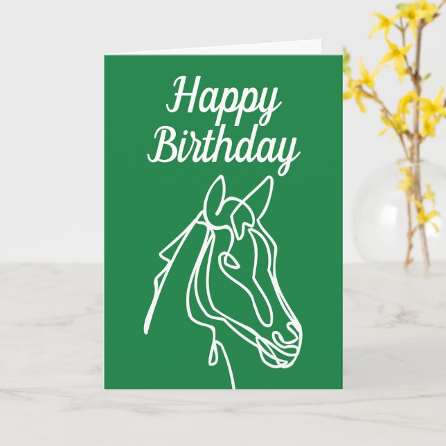Equine Happy Birthday card for horse lover (Yellow Flower)