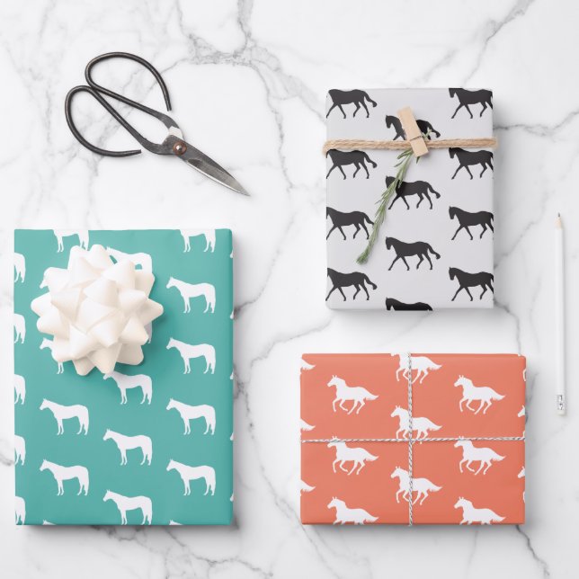 Equine Horse Custom Colour Wrapping Paper Sheet (Front)