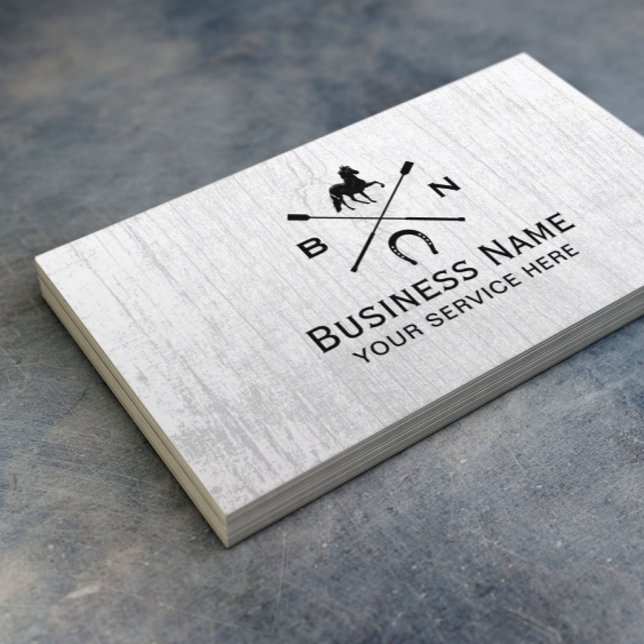 Equine Horseback Riding Equestrian Rustic Wooden Business Card (Creator Uploaded)