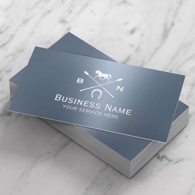 Equine Horseback Riding Horse Club Dusty Blue  Business Card (Creator Uploaded)