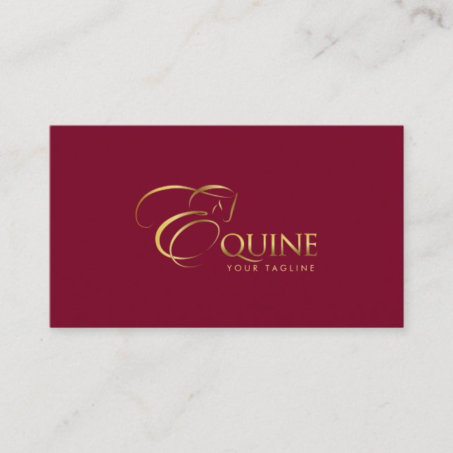 Equine in Gold Colour | Horse Trainer | Equestrian Business Card (Front)