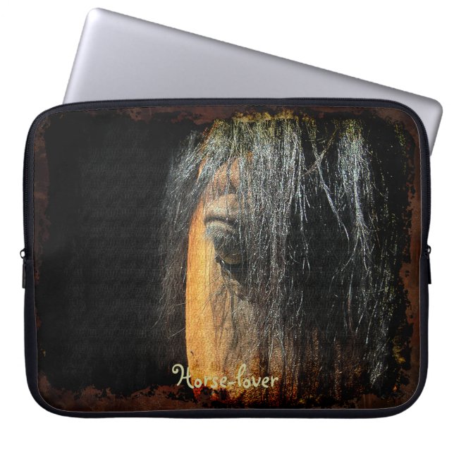 Equine-lover Horse's Eye Photo Laptop Sleeve (Front)